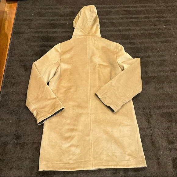 J. Jill Brown Wool Coat Tan Neutral Reversible Longline Jacket Light Size M - Picture 8 of 16